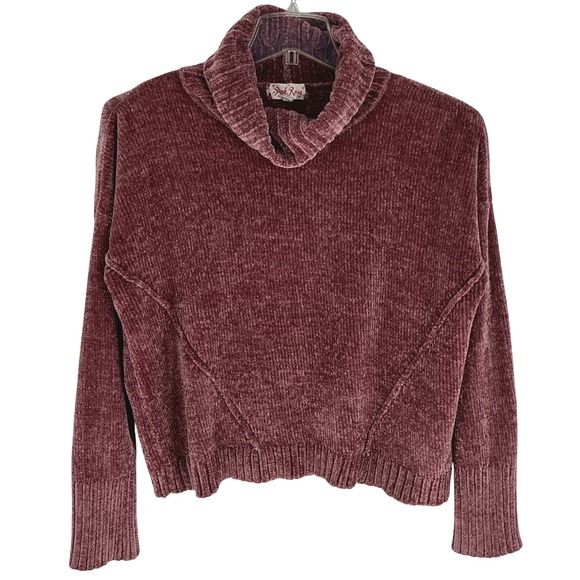 Pink Rose Chenille Cowl Neck Sweater Women's XL Cozy Plush Knit - Picture 3 of 7